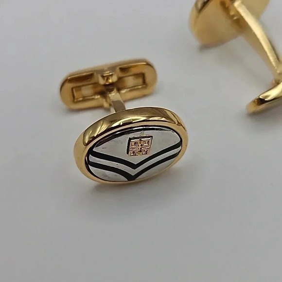 Givenchy Gold Tone Chevron Cufflink and Tie Bar Set - Picture 3 of 4